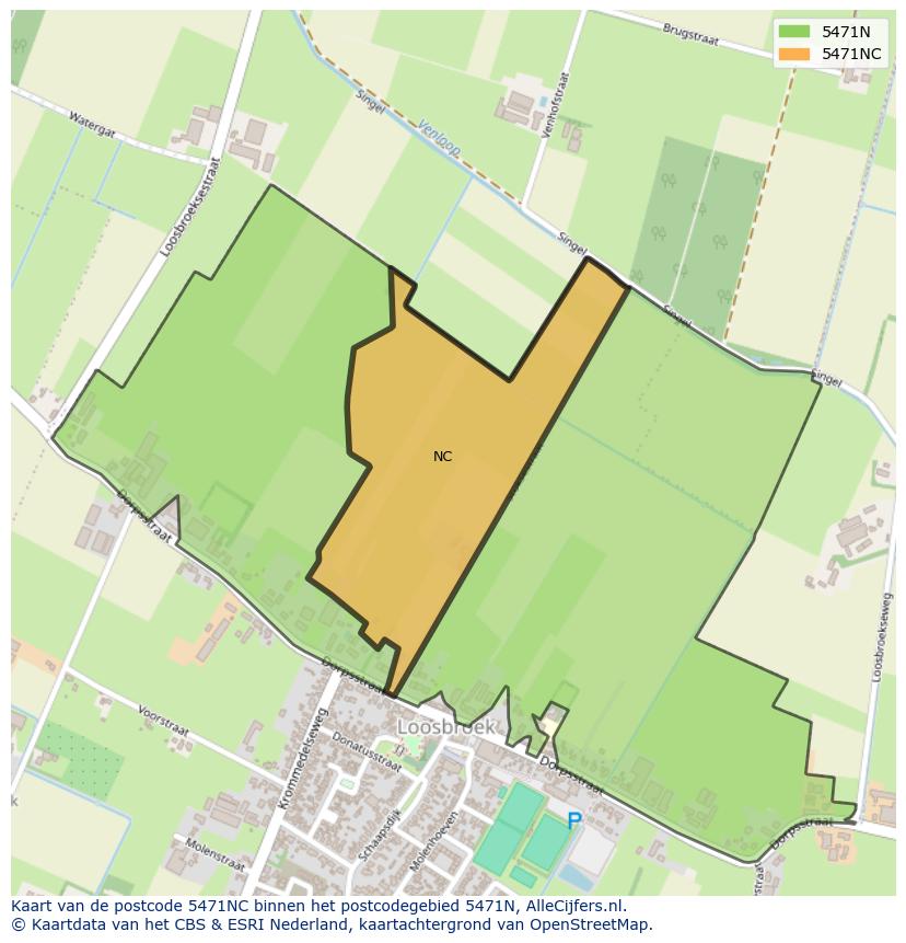 Afbeelding van het postcodegebied 5471 NC op de kaart.