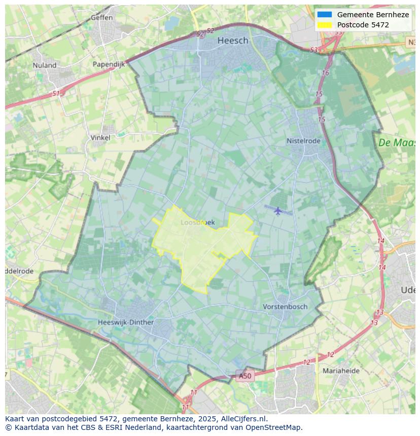 Afbeelding van het postcodegebied 5472 op de kaart.