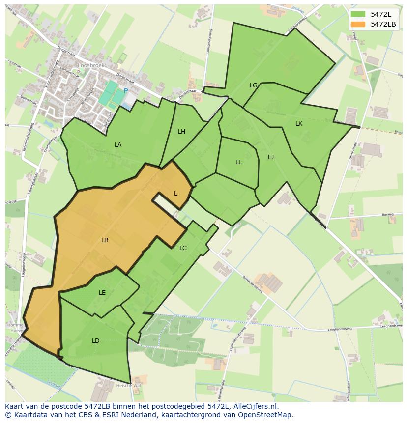 Afbeelding van het postcodegebied 5472 LB op de kaart.