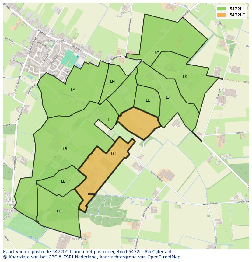 Afbeelding van het postcodegebied 5472 LC op de kaart.
