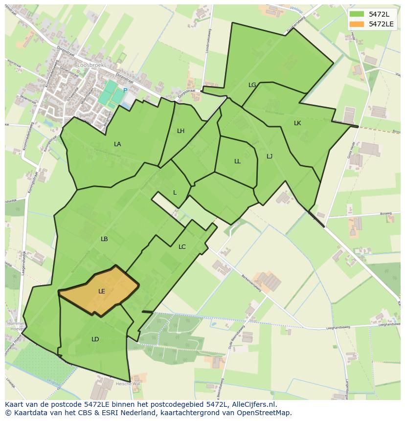 Afbeelding van het postcodegebied 5472 LE op de kaart.