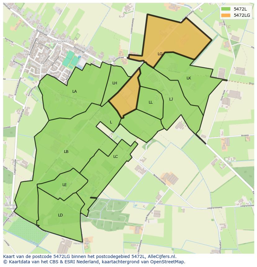 Afbeelding van het postcodegebied 5472 LG op de kaart.