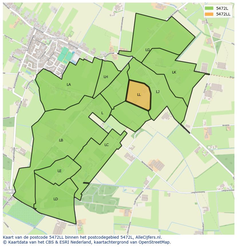 Afbeelding van het postcodegebied 5472 LL op de kaart.