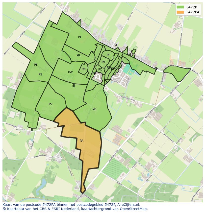 Afbeelding van het postcodegebied 5472 PA op de kaart.