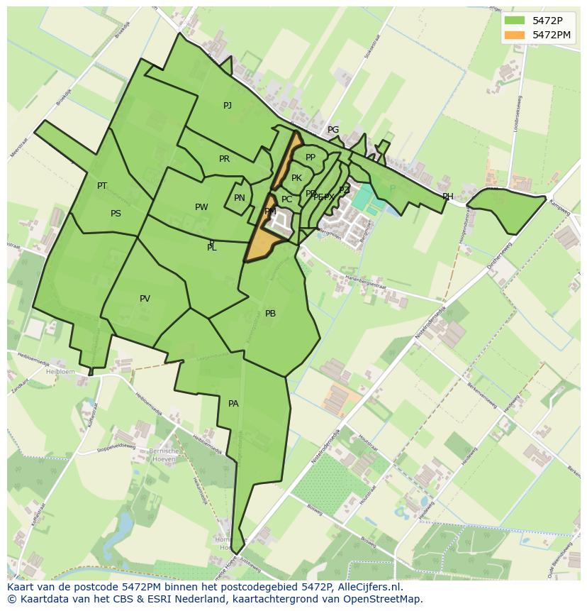 Afbeelding van het postcodegebied 5472 PM op de kaart.