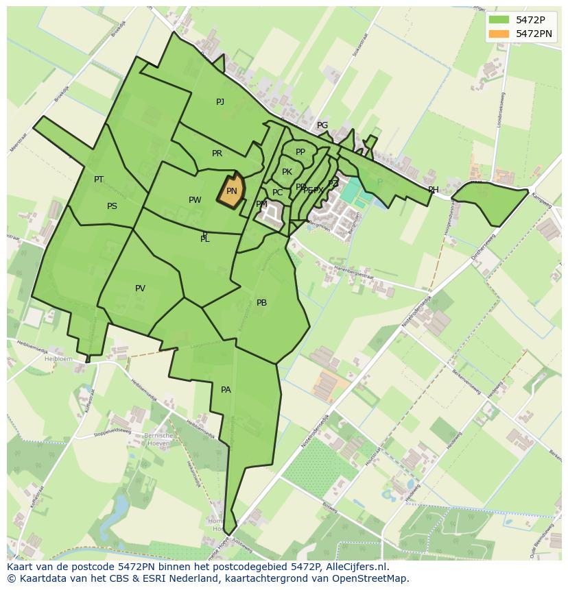 Afbeelding van het postcodegebied 5472 PN op de kaart.