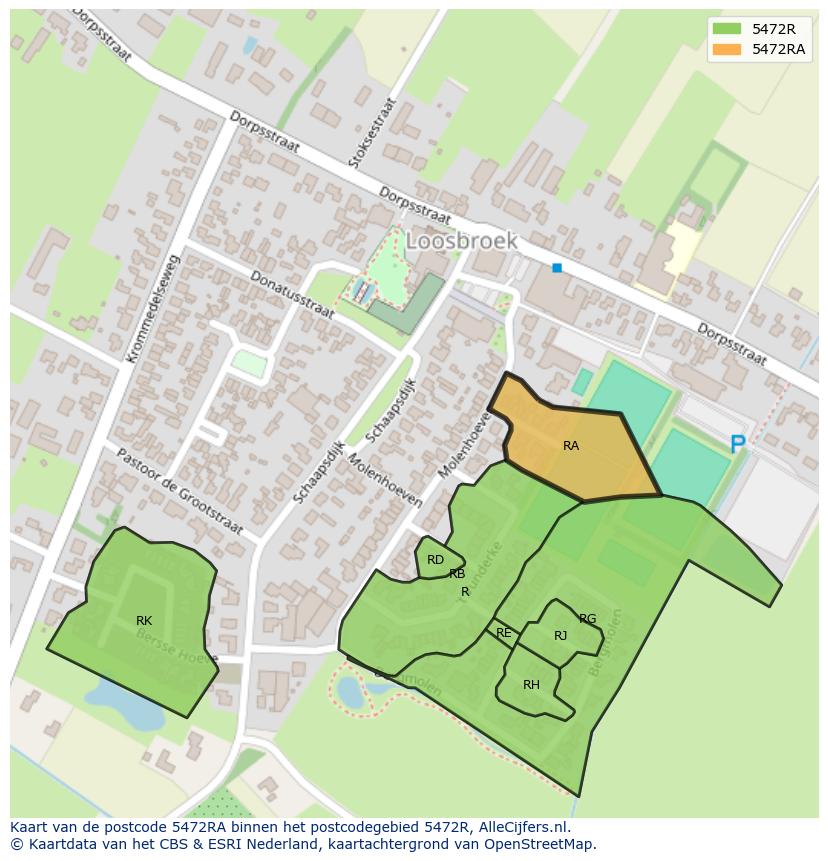 Afbeelding van het postcodegebied 5472 RA op de kaart.