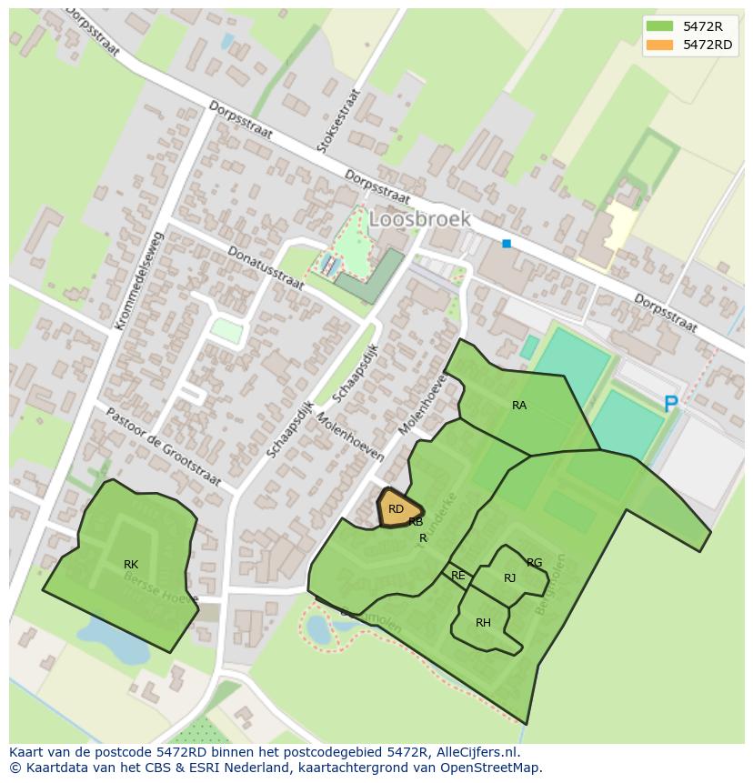 Afbeelding van het postcodegebied 5472 RD op de kaart.
