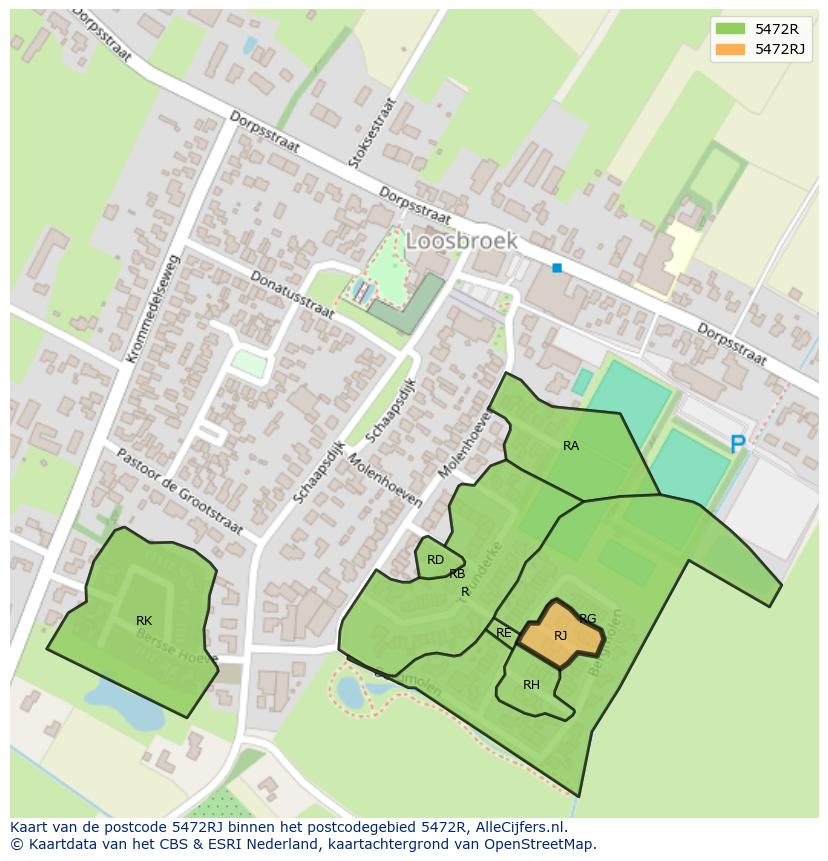 Afbeelding van het postcodegebied 5472 RJ op de kaart.