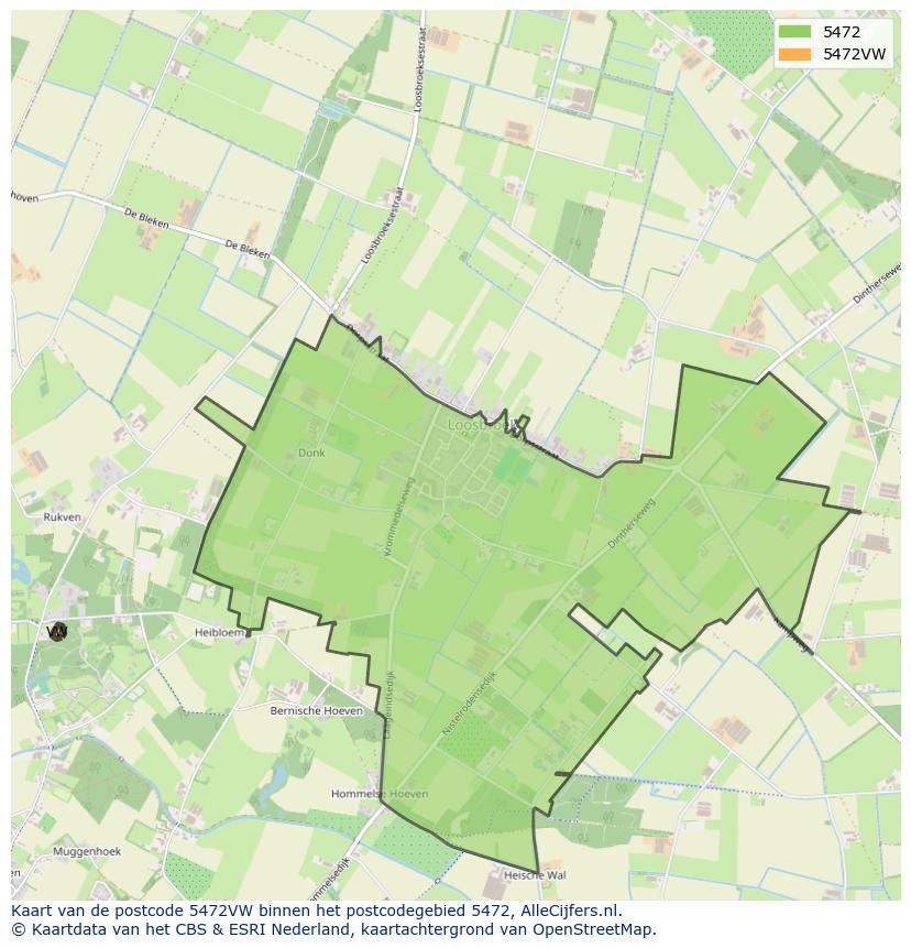 Afbeelding van het postcodegebied 5472 VW op de kaart.