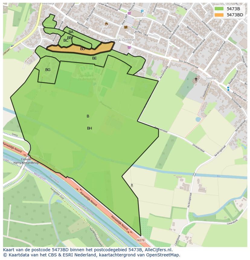 Afbeelding van het postcodegebied 5473 BD op de kaart.