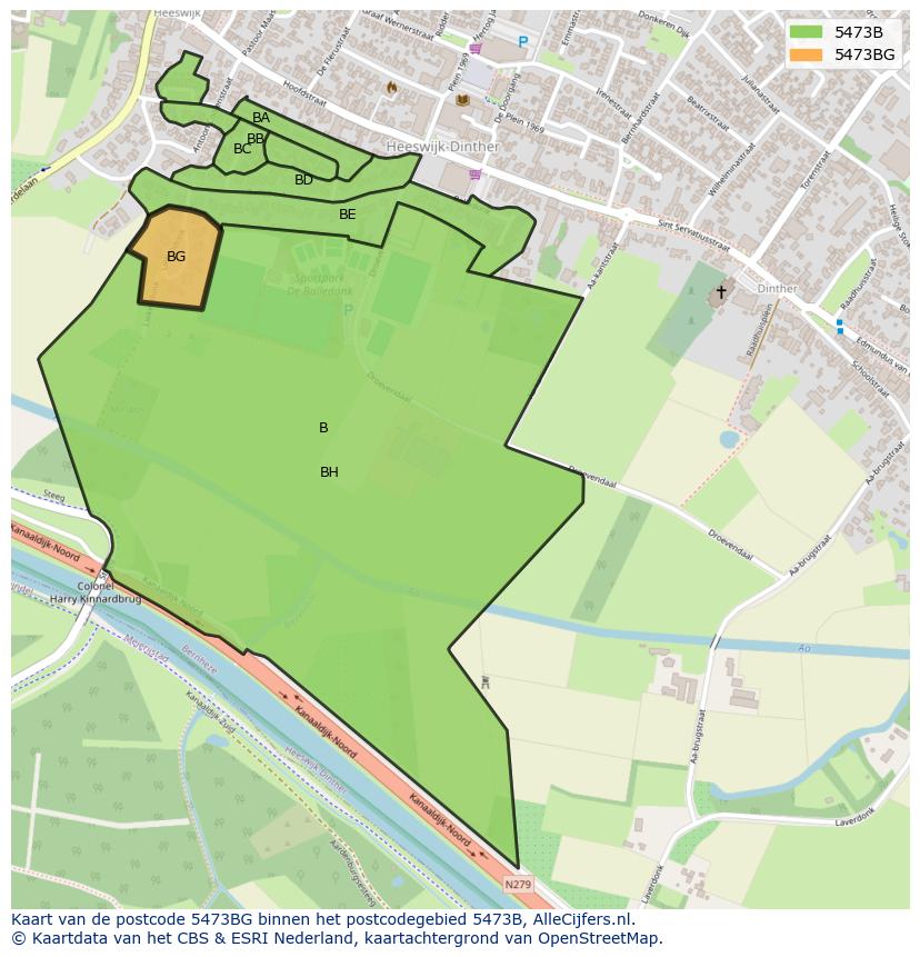 Afbeelding van het postcodegebied 5473 BG op de kaart.