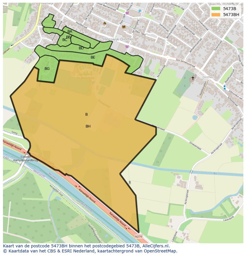 Afbeelding van het postcodegebied 5473 BH op de kaart.
