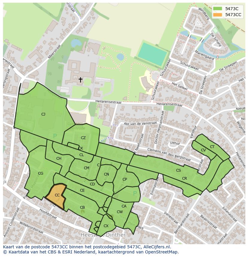 Afbeelding van het postcodegebied 5473 CC op de kaart.