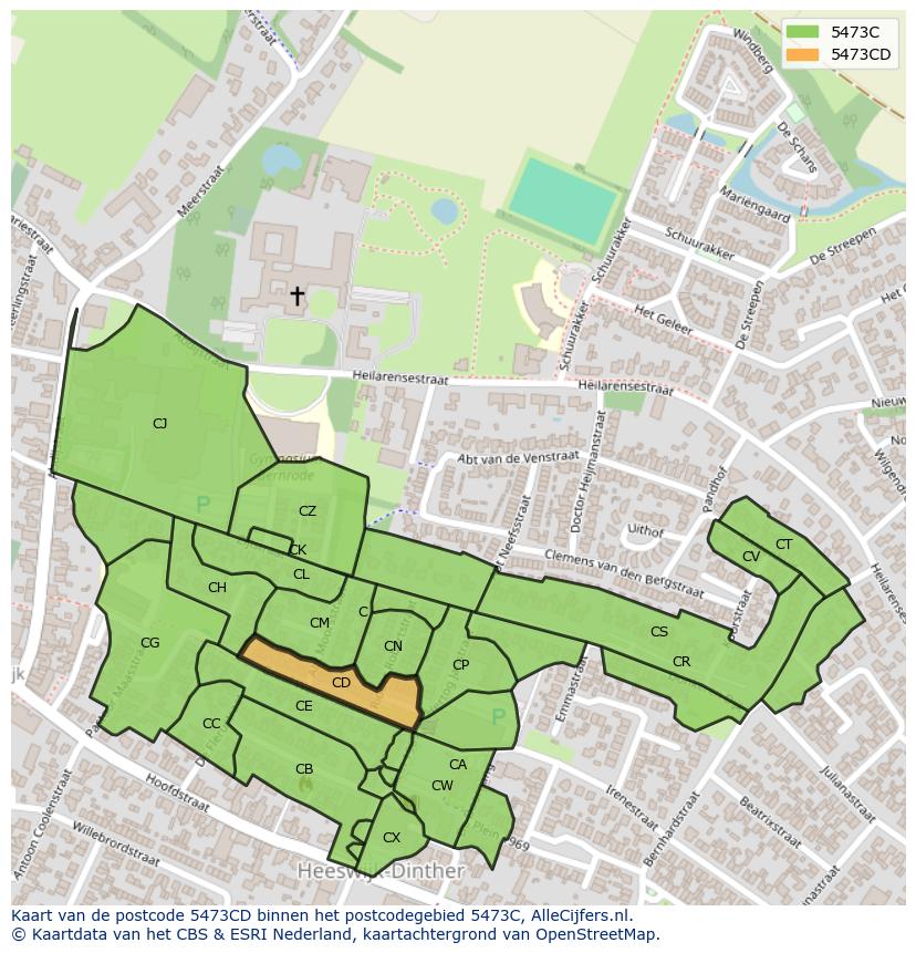 Afbeelding van het postcodegebied 5473 CD op de kaart.