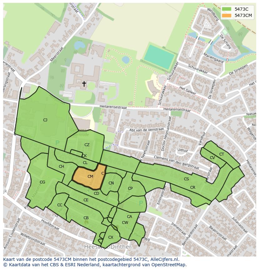Afbeelding van het postcodegebied 5473 CM op de kaart.