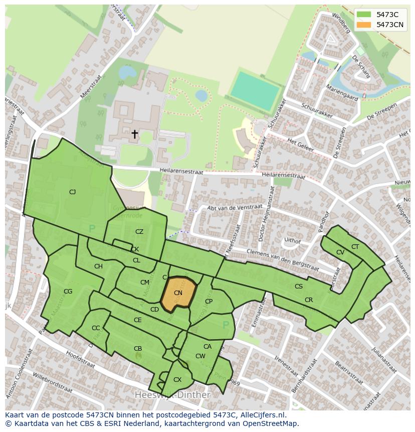 Afbeelding van het postcodegebied 5473 CN op de kaart.