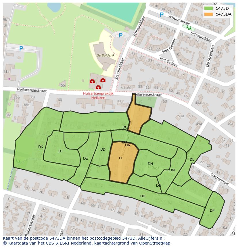 Afbeelding van het postcodegebied 5473 DA op de kaart.