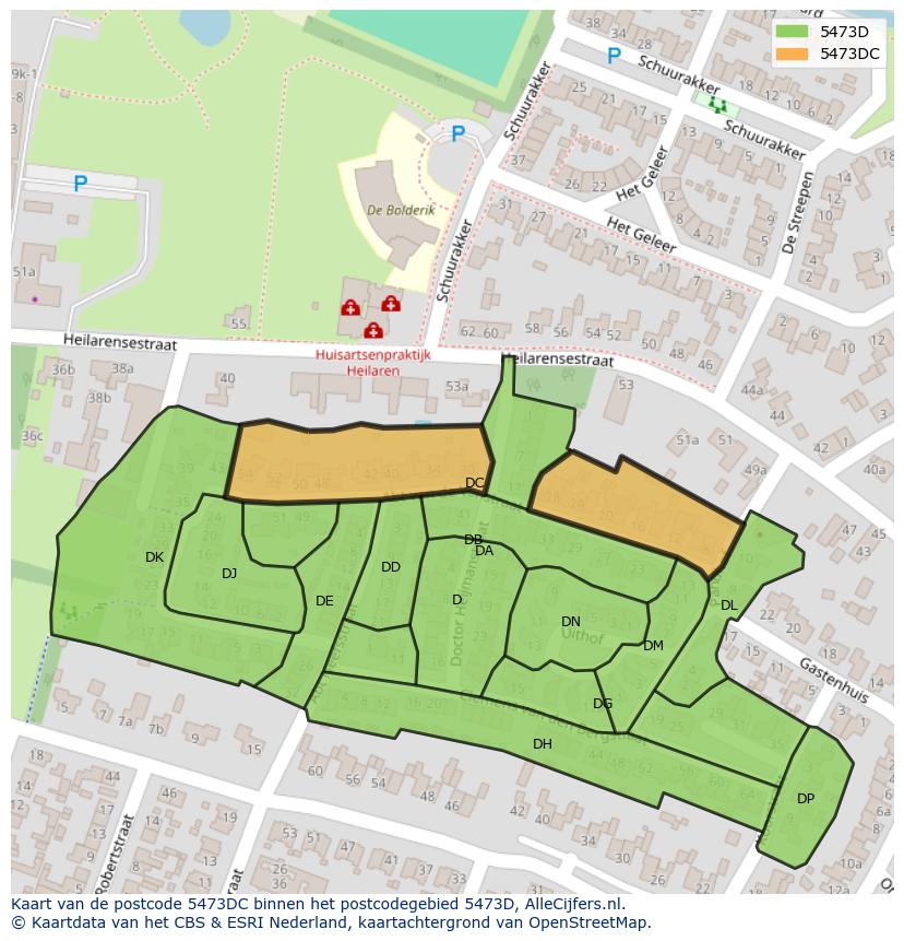 Afbeelding van het postcodegebied 5473 DC op de kaart.