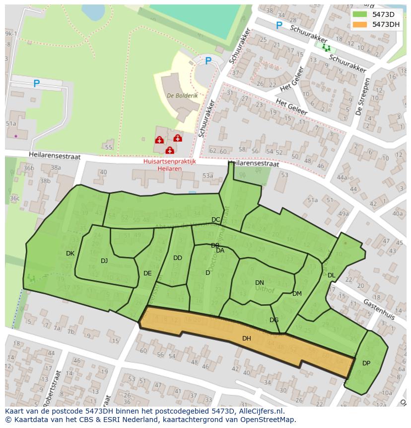 Afbeelding van het postcodegebied 5473 DH op de kaart.