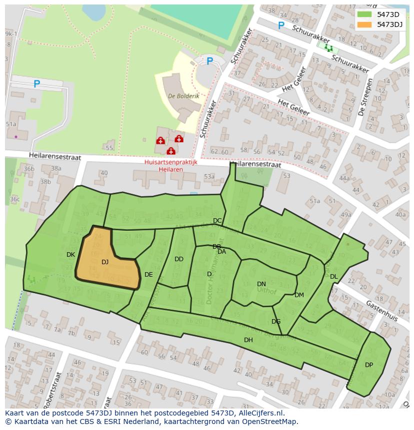 Afbeelding van het postcodegebied 5473 DJ op de kaart.