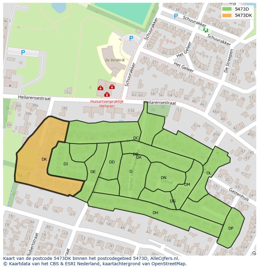 Afbeelding van het postcodegebied 5473 DK op de kaart.