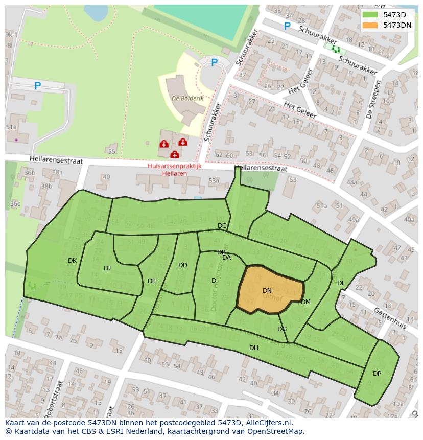 Afbeelding van het postcodegebied 5473 DN op de kaart.