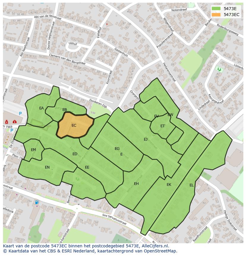 Afbeelding van het postcodegebied 5473 EC op de kaart.