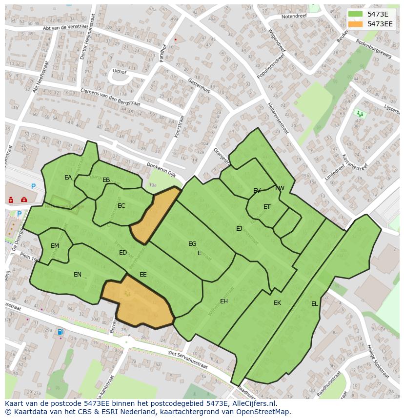 Afbeelding van het postcodegebied 5473 EE op de kaart.