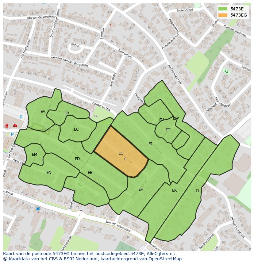 Afbeelding van het postcodegebied 5473 EG op de kaart.
