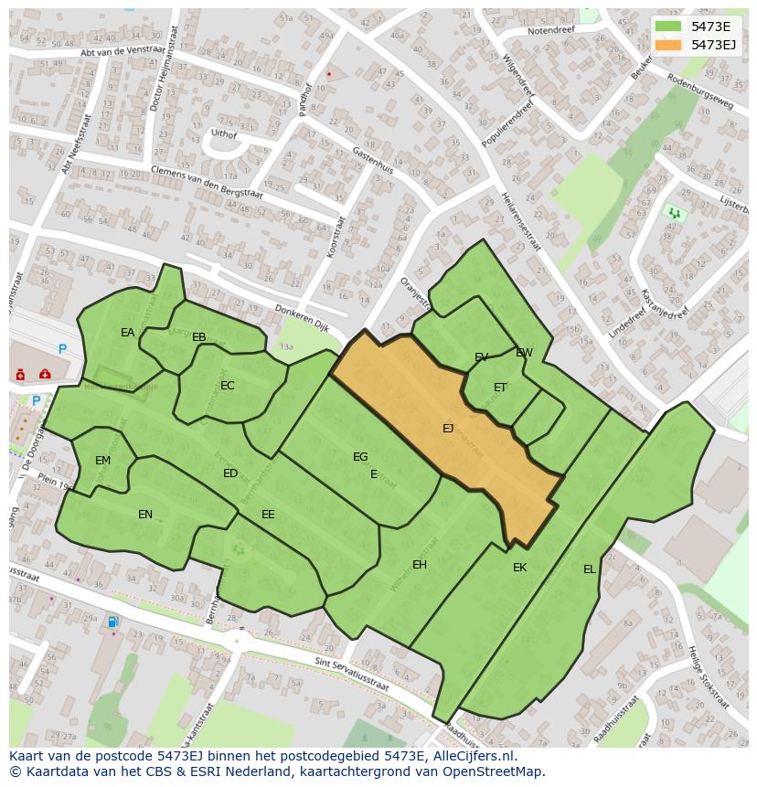 Afbeelding van het postcodegebied 5473 EJ op de kaart.