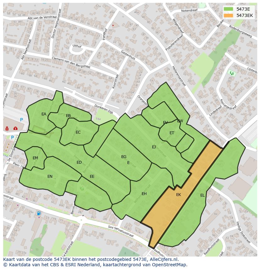 Afbeelding van het postcodegebied 5473 EK op de kaart.