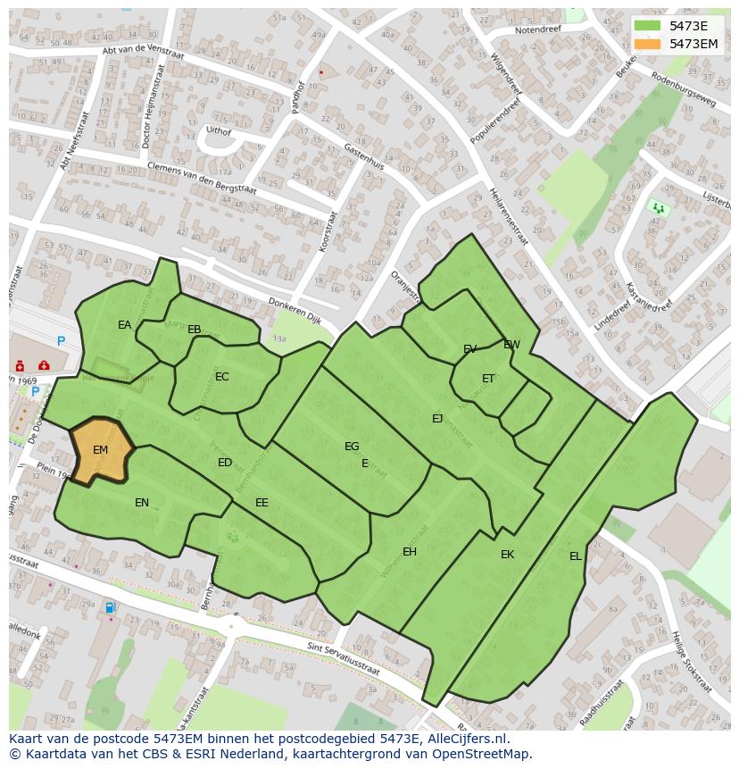 Afbeelding van het postcodegebied 5473 EM op de kaart.