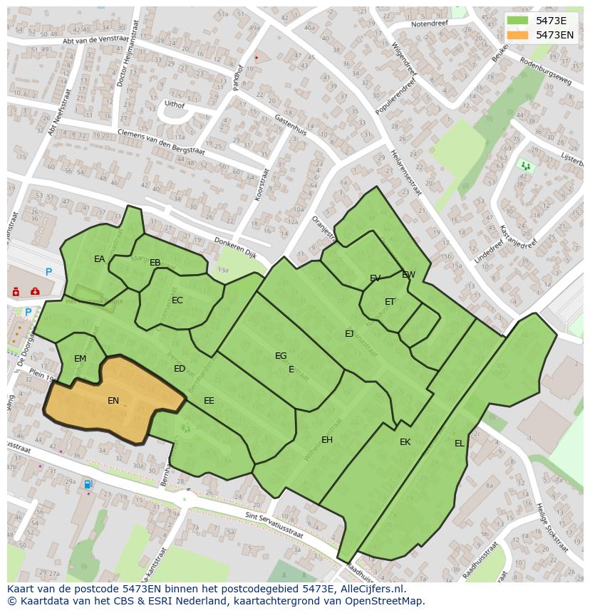Afbeelding van het postcodegebied 5473 EN op de kaart.