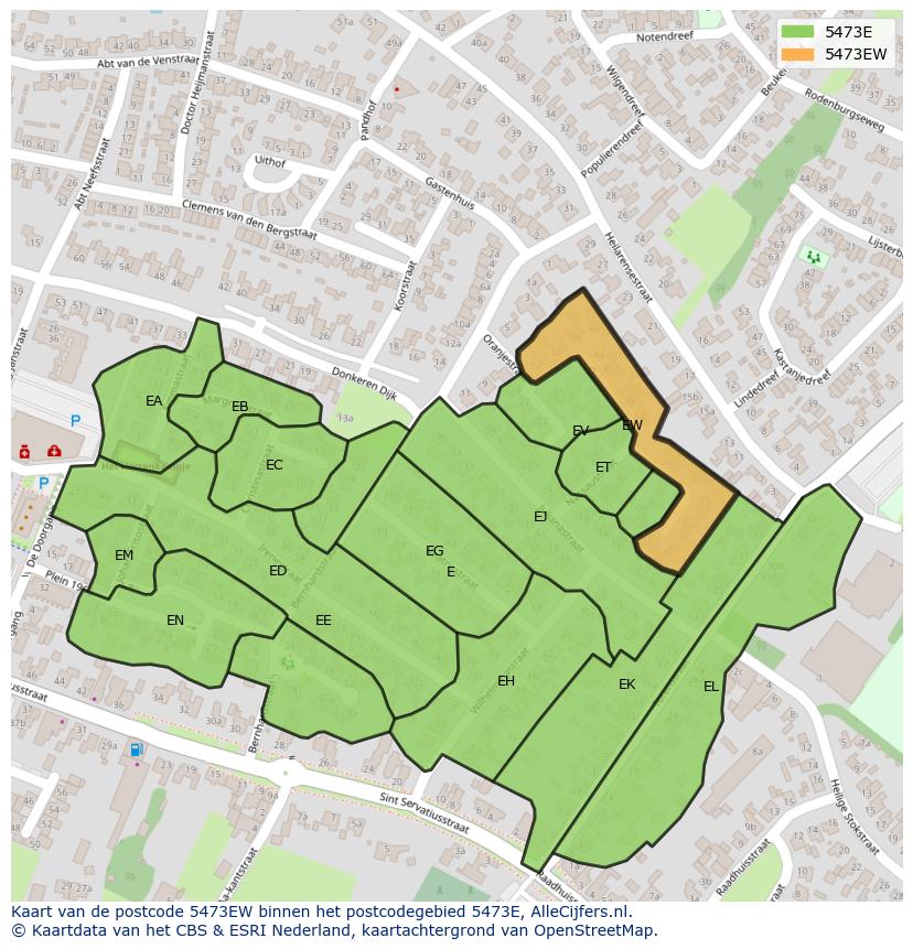 Afbeelding van het postcodegebied 5473 EW op de kaart.