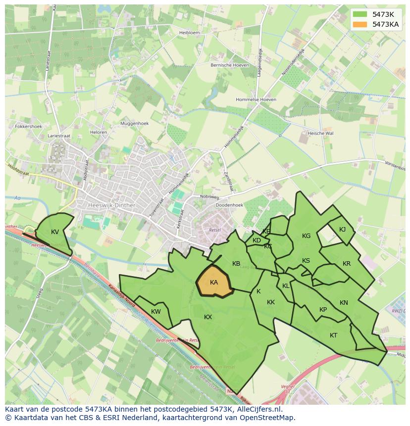 Afbeelding van het postcodegebied 5473 KA op de kaart.