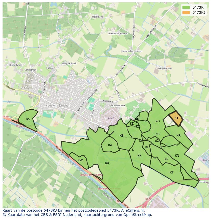 Afbeelding van het postcodegebied 5473 KJ op de kaart.