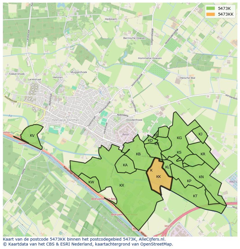 Afbeelding van het postcodegebied 5473 KK op de kaart.