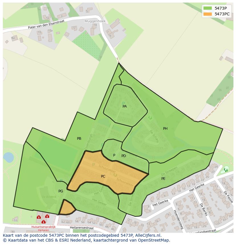 Afbeelding van het postcodegebied 5473 PC op de kaart.