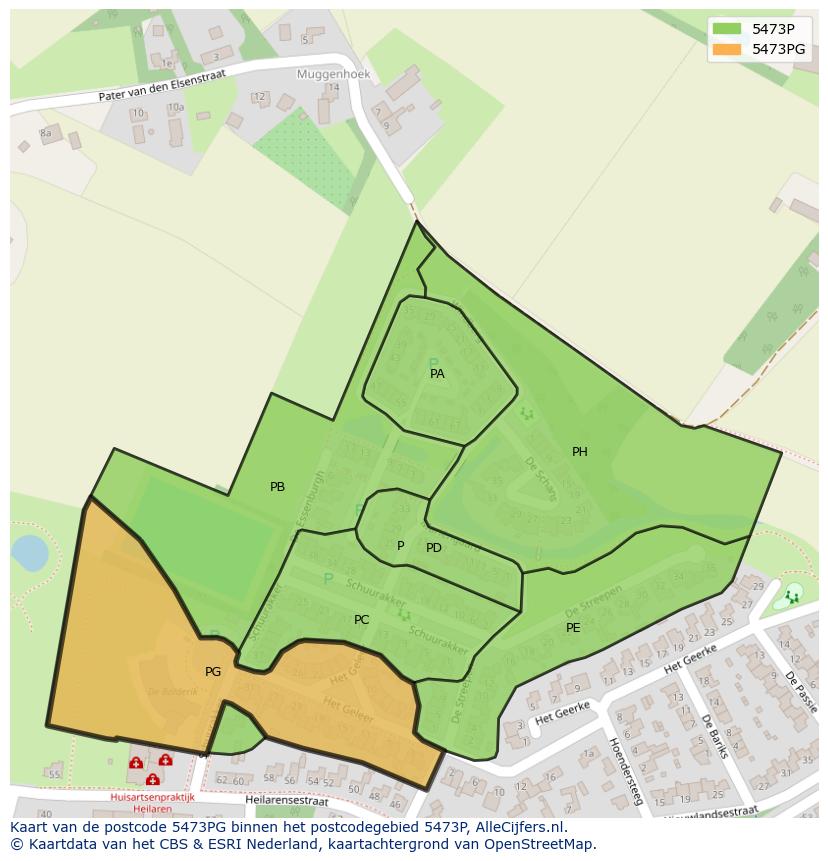 Afbeelding van het postcodegebied 5473 PG op de kaart.