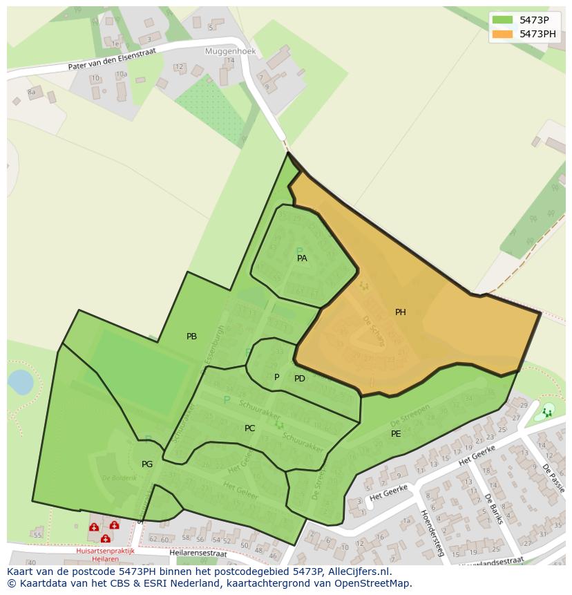 Afbeelding van het postcodegebied 5473 PH op de kaart.