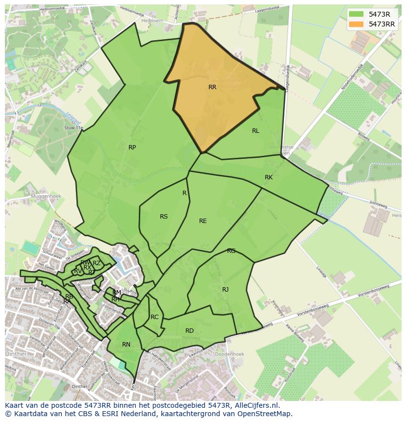 Afbeelding van het postcodegebied 5473 RR op de kaart.