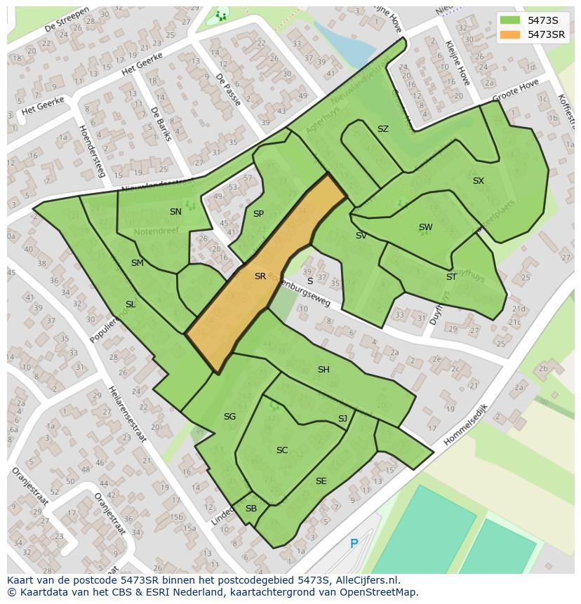 Afbeelding van het postcodegebied 5473 SR op de kaart.