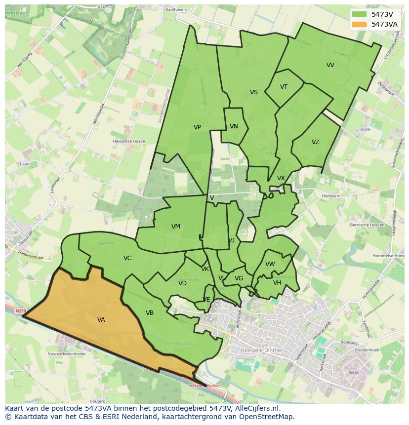 Afbeelding van het postcodegebied 5473 VA op de kaart.