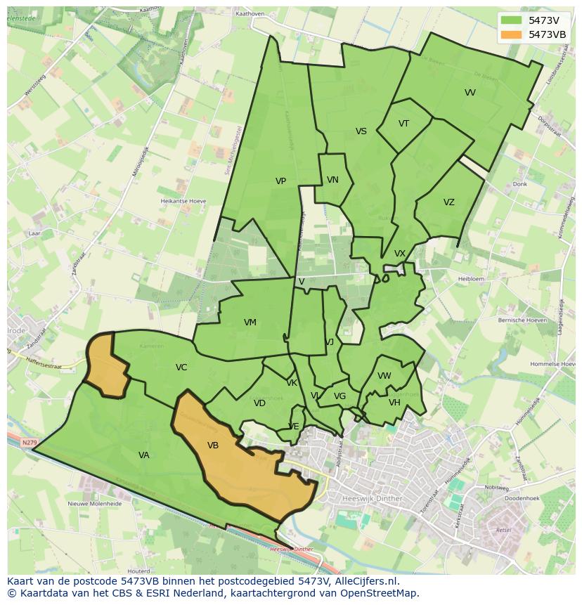 Afbeelding van het postcodegebied 5473 VB op de kaart.