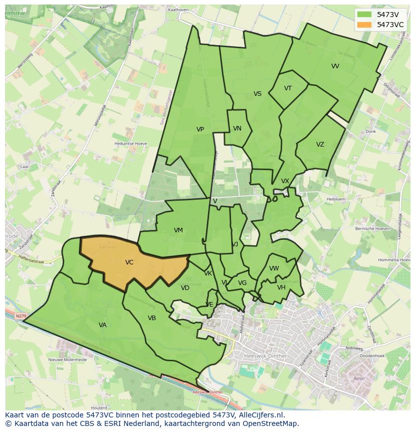 Afbeelding van het postcodegebied 5473 VC op de kaart.