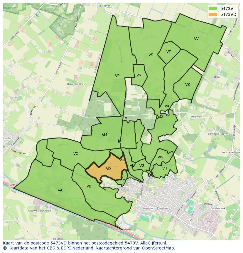 Afbeelding van het postcodegebied 5473 VD op de kaart.