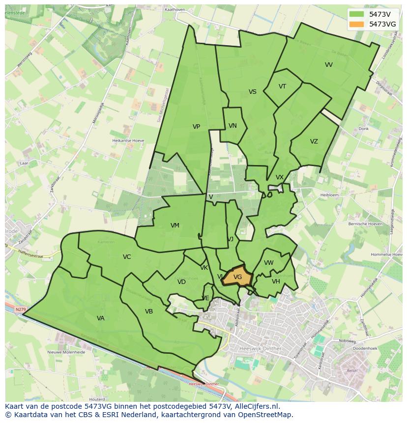Afbeelding van het postcodegebied 5473 VG op de kaart.
