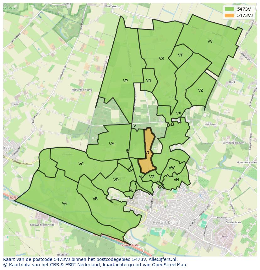 Afbeelding van het postcodegebied 5473 VJ op de kaart.