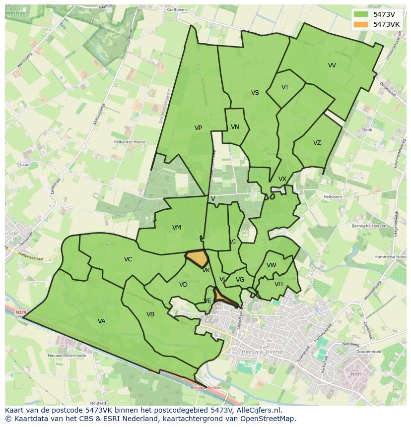 Afbeelding van het postcodegebied 5473 VK op de kaart.